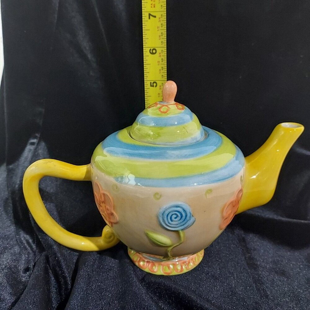 Teapot Oneida Single Serve 12 Oz Pastel Flowers Cottagecore English Tea Charming - Picture 6 of 9